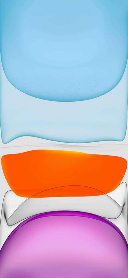 Abstract flowing layers of blue orange and purple glass-like shapes. — iPhone 11 Original Wallpaper