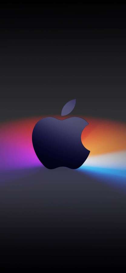 Apple-logo värikkäillä valonsäteillä tummalla taustalla — iPhone 11 Pro Taustakuvat