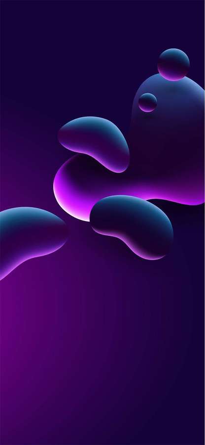 Abstract glowing purple and blue shapes floating in space. — iPhone 14 Background
