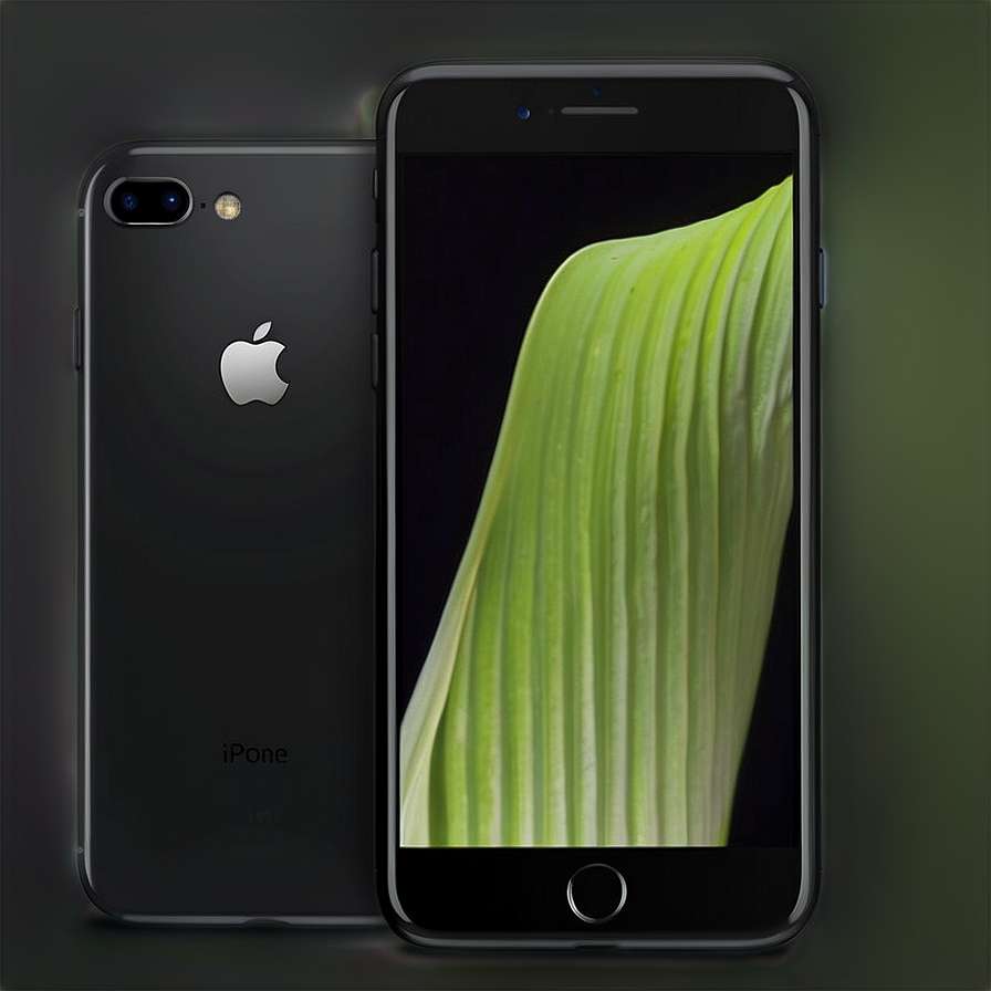 Two black iPhones one showing a green leaf wallpaper. — iPhone 8 Plus Picture