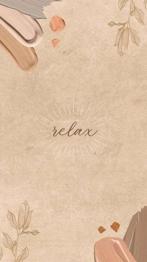 Beige textured background with relax text and floral sketches for calmness. — iPhone Aesthetic Background