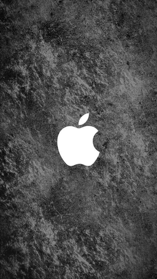 White Apple logo on dark textured concrete background. — iPhone Apple Background