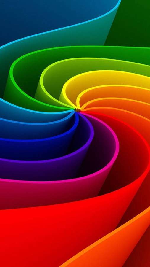 Fitas de arco-íris em espiral em cores vibrantes criando um padrão abstrato dinâmico. — iPhone arco-íris Papéis de Parede