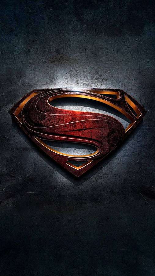 Logotipo do Superman brilhando em parede escura texturizada — iPhone com símbolo do Superman Papéis de Parede