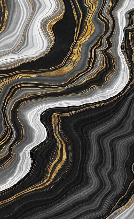 Padrão abstrato de mármore luxuoso com redemoinhos pretos, brancos e dourados — iPhone de mármore preto Papéis de Parede