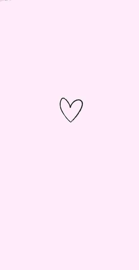 Um coração preto simples desenhado em um fundo rosa claro. — iPhone simples e fofo Papéis de Parede