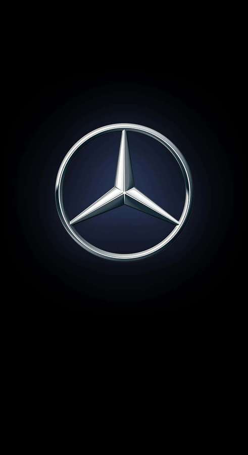 Shiny Mercedes-Benz emblem glowing against a dark background. — iPhone X Mercedes Background