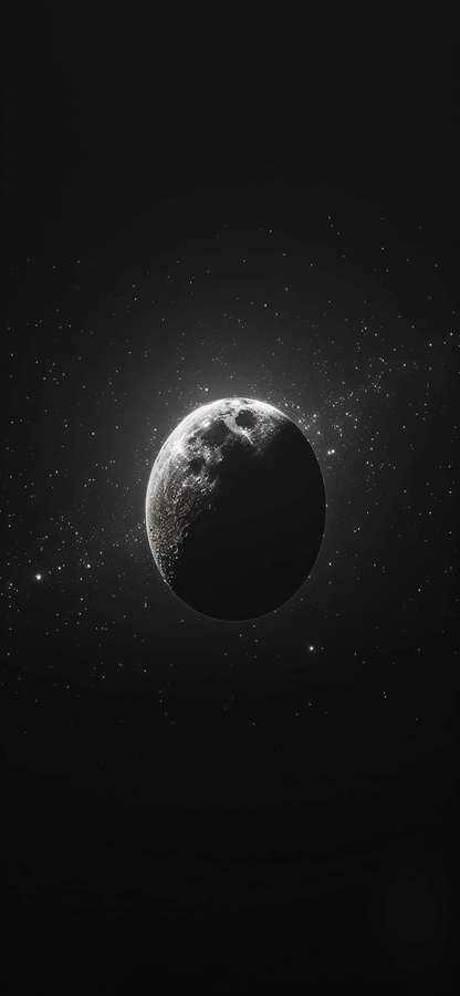 Uma lua crescente brilhando contra um céu noturno estrelado. — iPhone Xr Preto Papéis de Parede