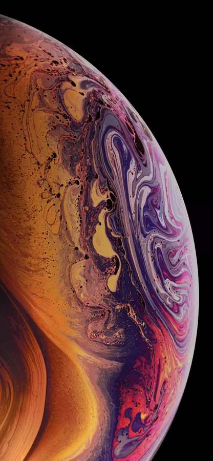 Vibrant cosmic nebula with swirling orange and purple colors in space. — iPhone XS Background