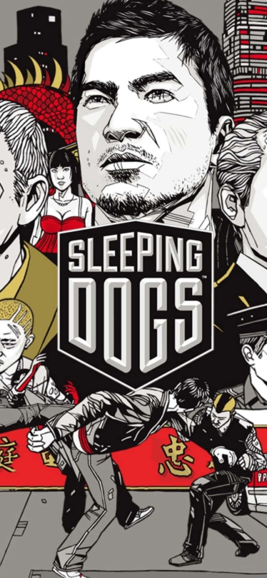 Iphone Xs Sleeping Dogs Background Wallpaper