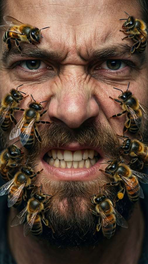 Close-up of the Jackass bee beard stunt, with bees covering a face. — Jackass Wallpaper
