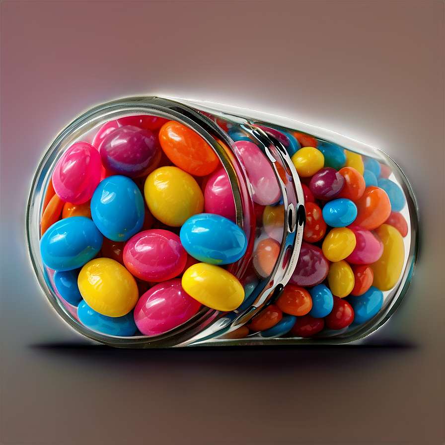 A glass jar filled with colorful glossy jelly beans. — Jelly Beans Wallpaper