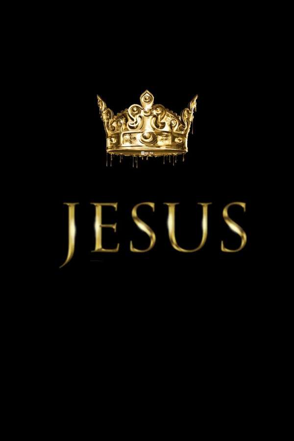 Goldene Krone und das Wort Jesus in goldenen Buchstaben auf schwarzem Hintergrund. — Jesus Ist König Wallpaper