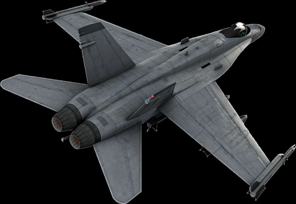Gray fighter jet with missiles and afterburners against black background — Jet Fighter PNG