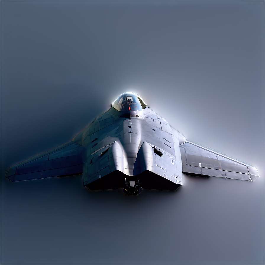 Futuristic jet aircraft flying through gray sky with glowing cockpit — Jets PNG