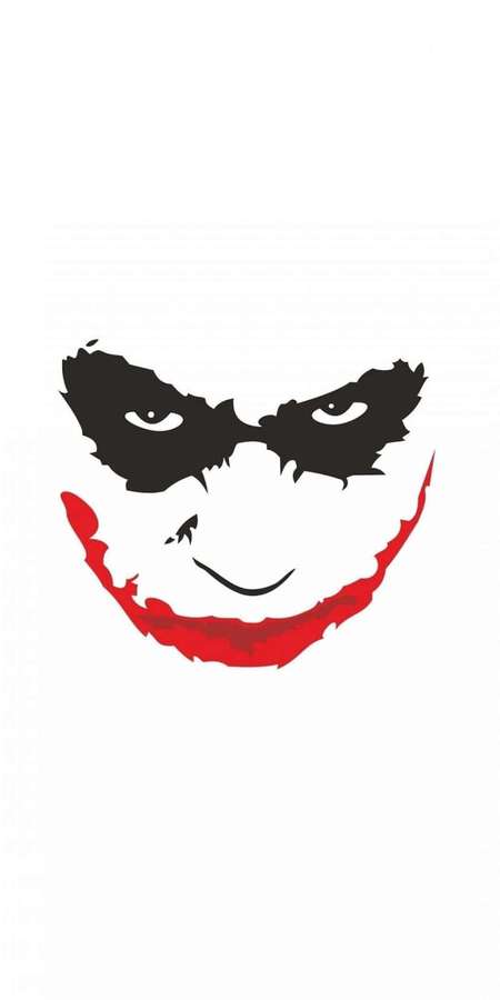 Joker's face with black eyes and red smile on white background — Joker Pfp Wallpaper