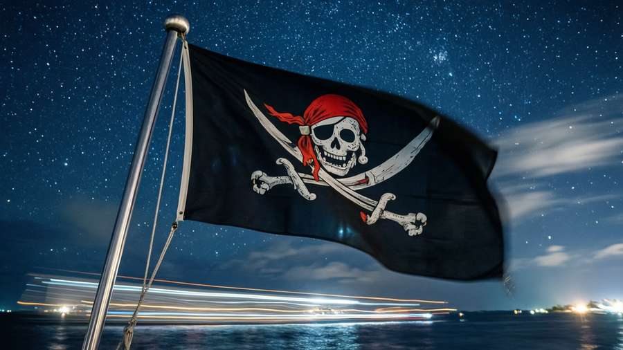 Jolly Roger under a starry night sky — Jolly Roger Picture