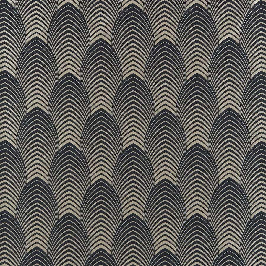 Schwarz-beige muschelförmige Bogen-Tapete Design — Jugendstil Wallpaper