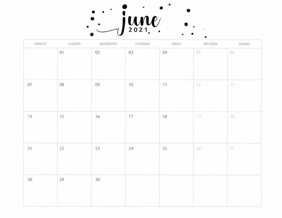 Juni 2021 Kalender Bakgrunnsbildet