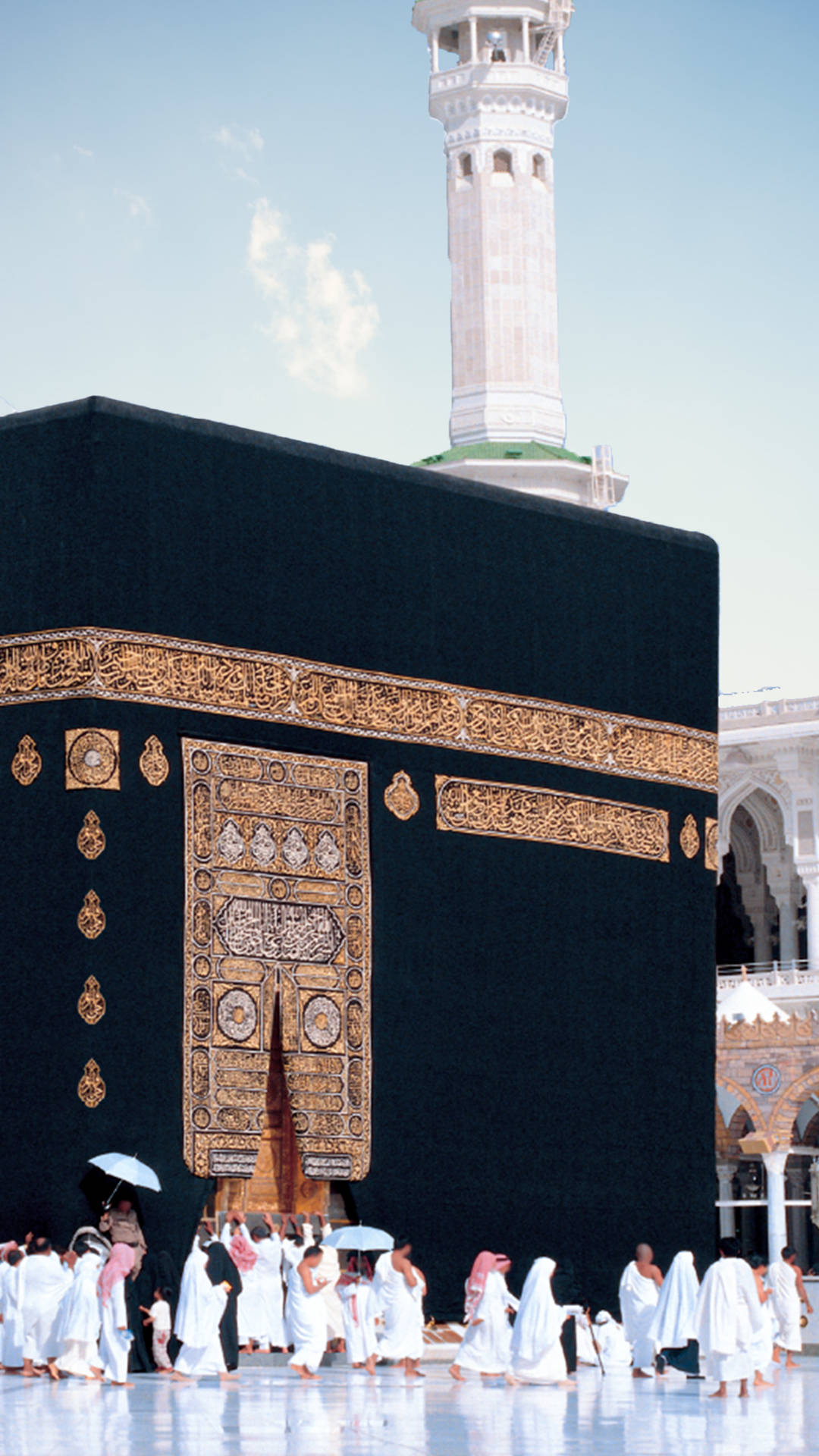 Pilgrimer som går runt Kaba under Hajj i Mecka — Kaaba bakgrund Bakgrundsbilder