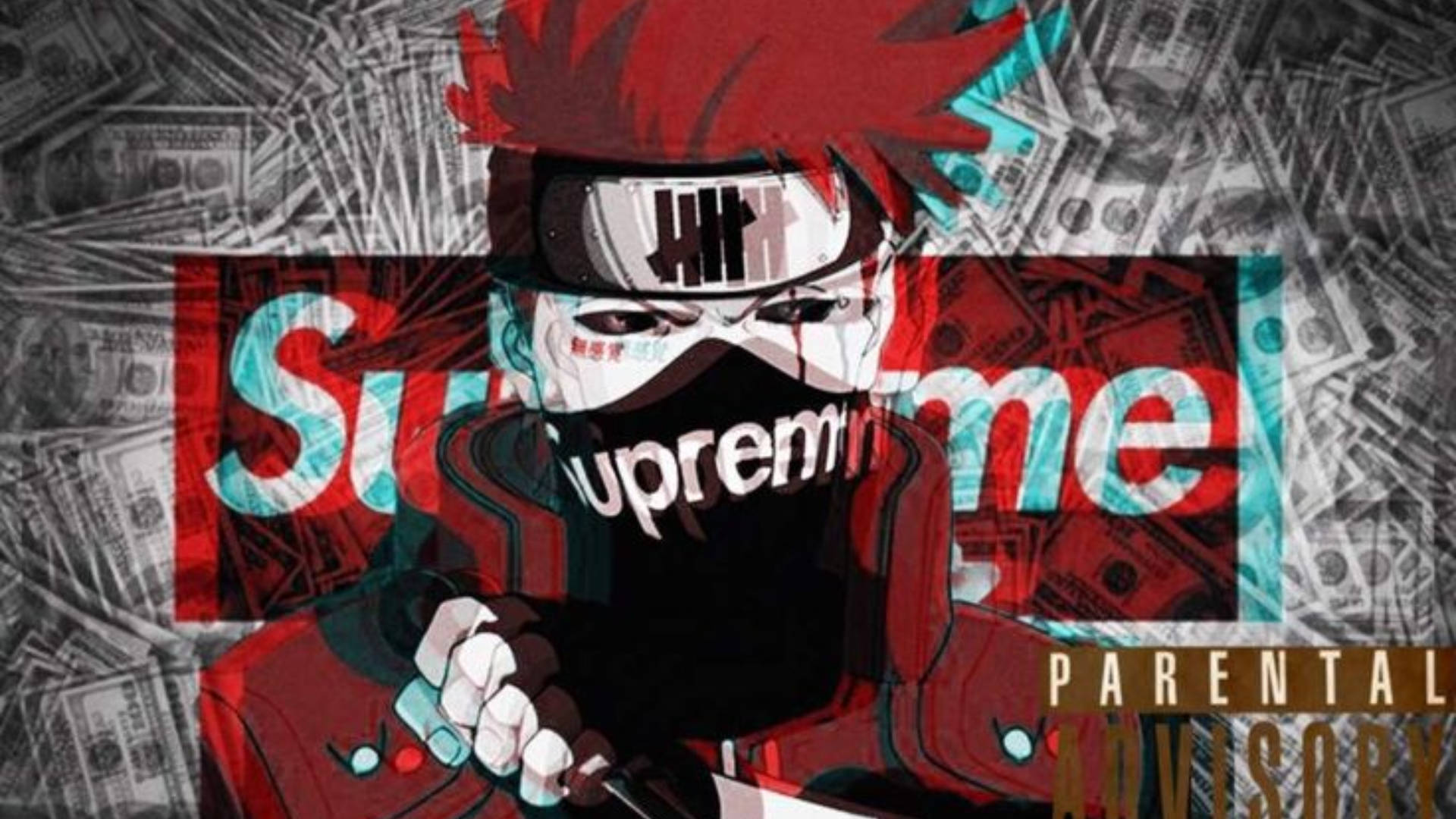 Download Kakashi Hatake Supreme And Louis Vuitton Wallpaper