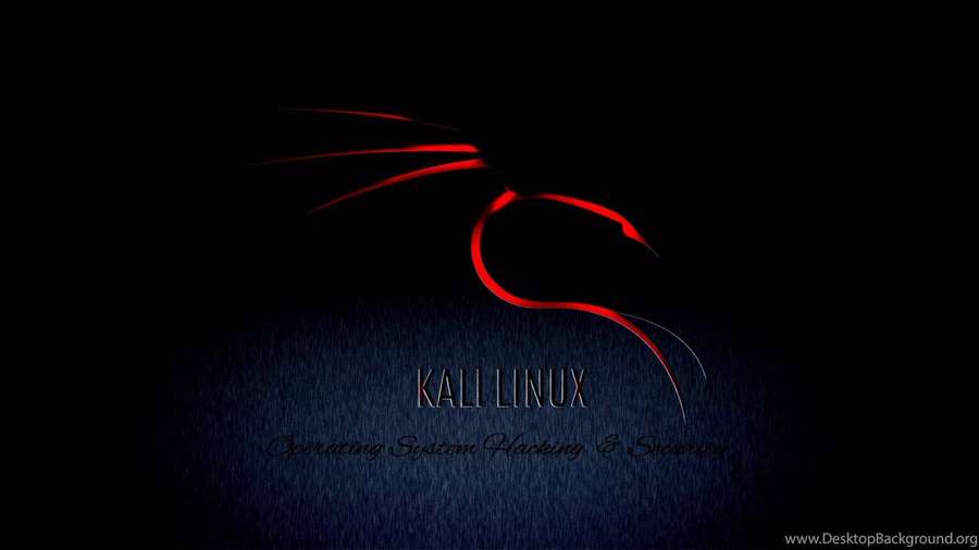 Logotipo de dragão vermelho do Kali Linux em fundo escuro com base azul texturizada e texto metálico. — Kali Papéis de Parede