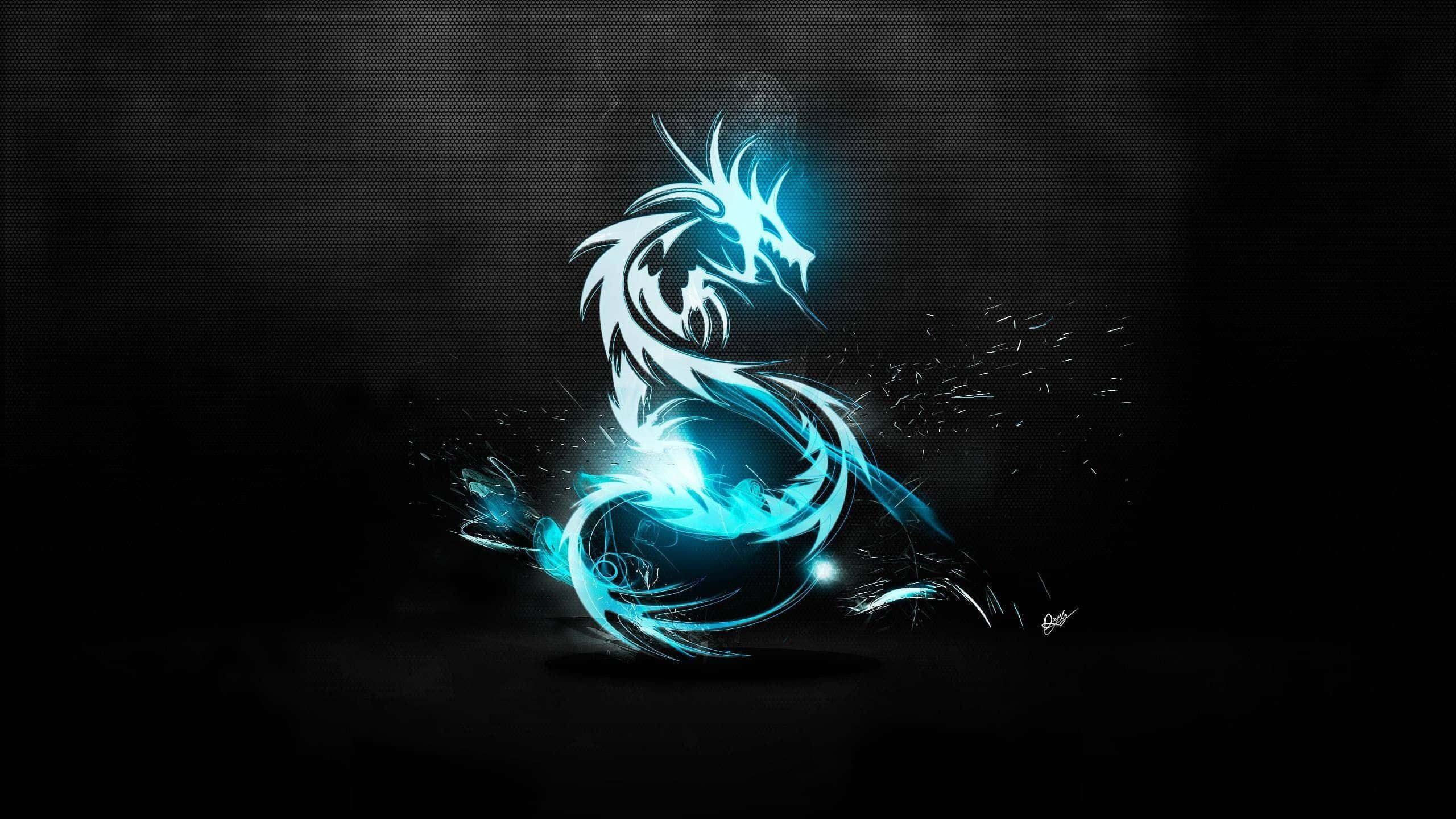 Ein glühender blauer Drache mit elektrischen Funken vor einem dunklen Hintergrund. — Kali Linux Bilder