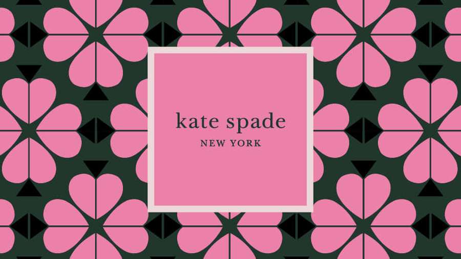 Pink square with kate spade new york text on floral patterned background — Kate Spade Background