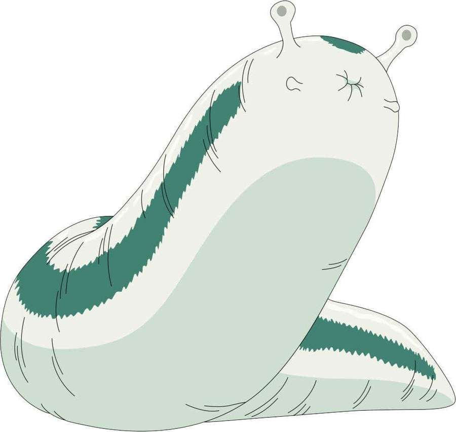 En sød tegneseriesnegl med grønne striber krøllet sammen og sovende. — Katsuyu Wallpapers