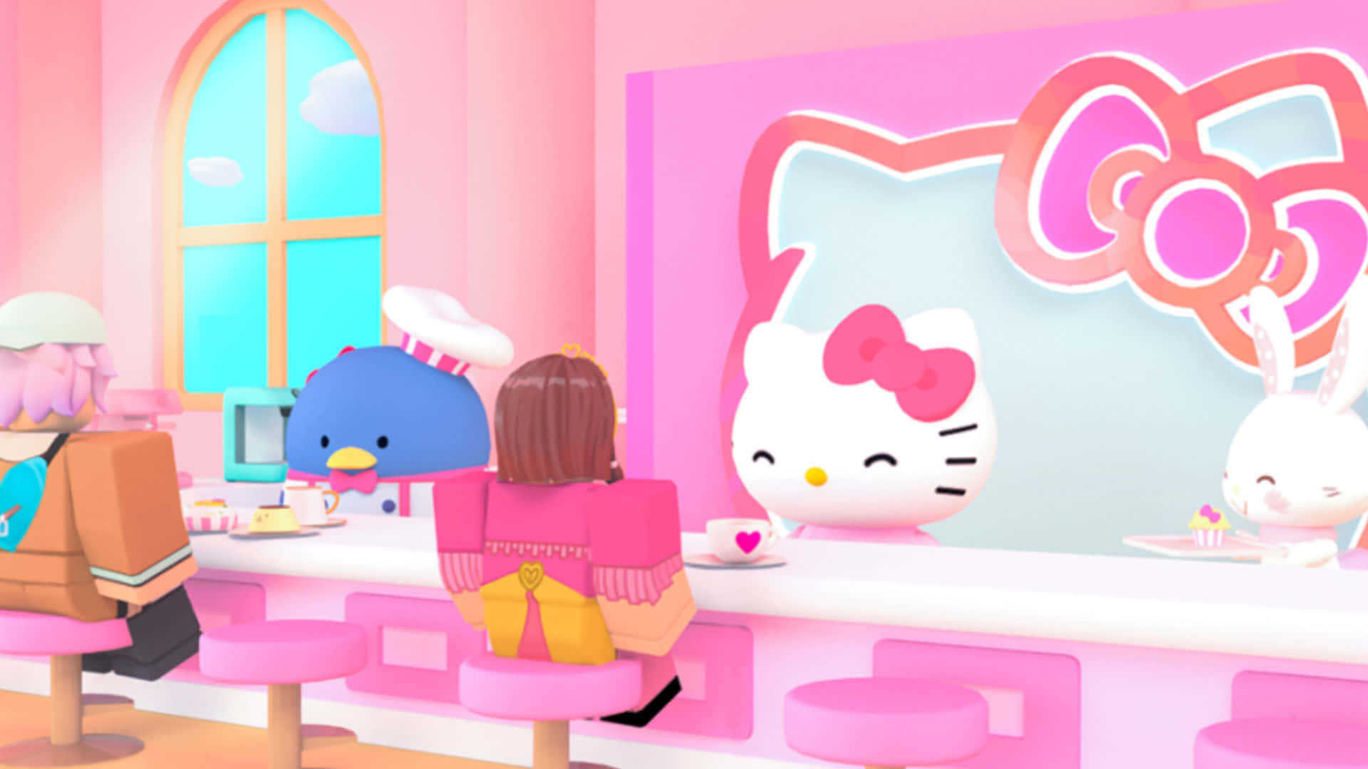 Download Charmingly Cute Hello Kitty In Kawaii Style Wallpaper