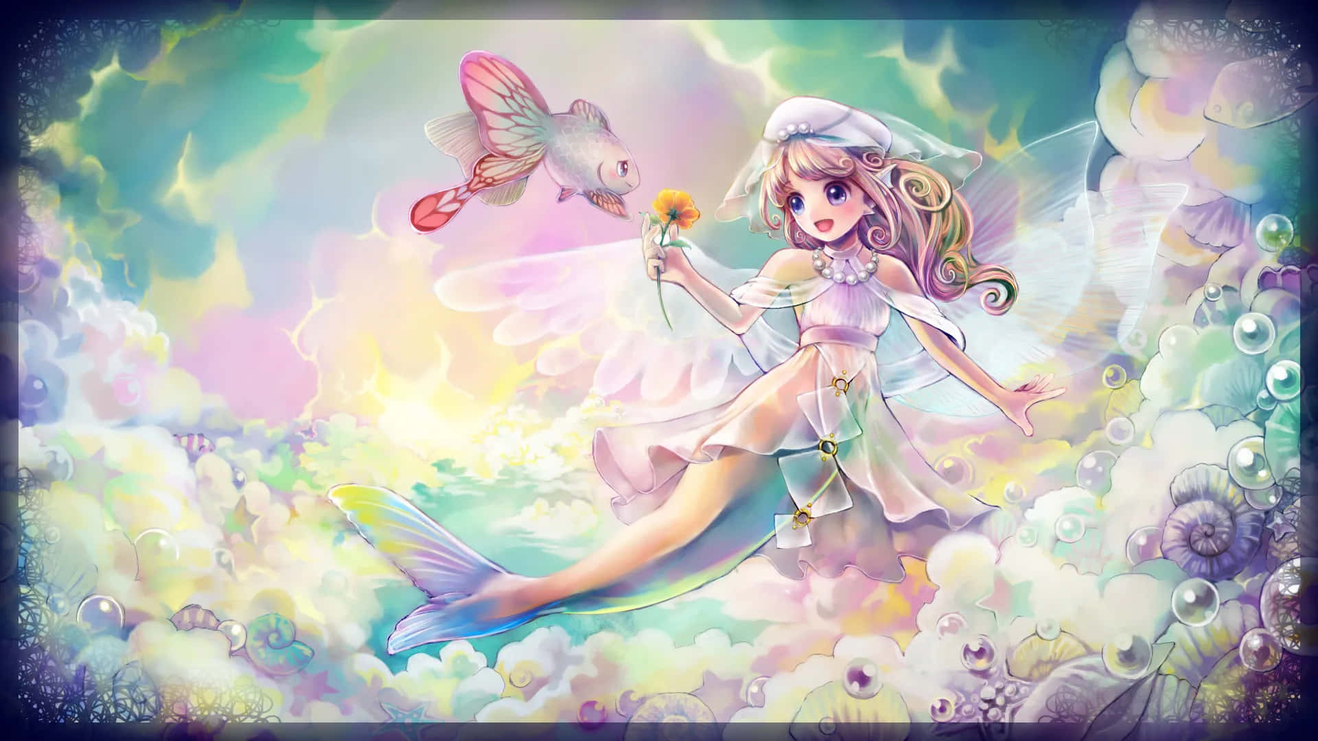 Beautiful Mermaid Anime Graphic · Creative Fabrica