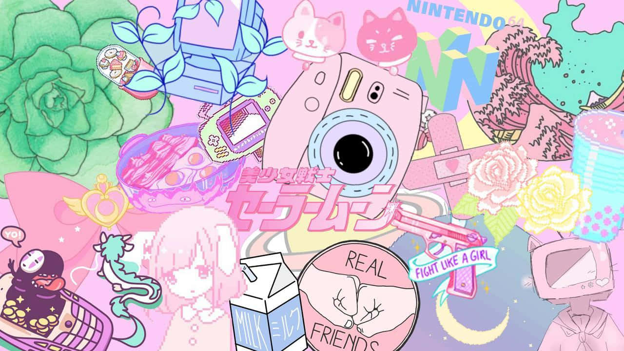 Kawaii Computer Wallpaper, Cute PC Wallpaper, Desktop Wallpaper, Anime  Wallpaper, Manga Wallpaper, Gamer Girl, Pink Wallpaper