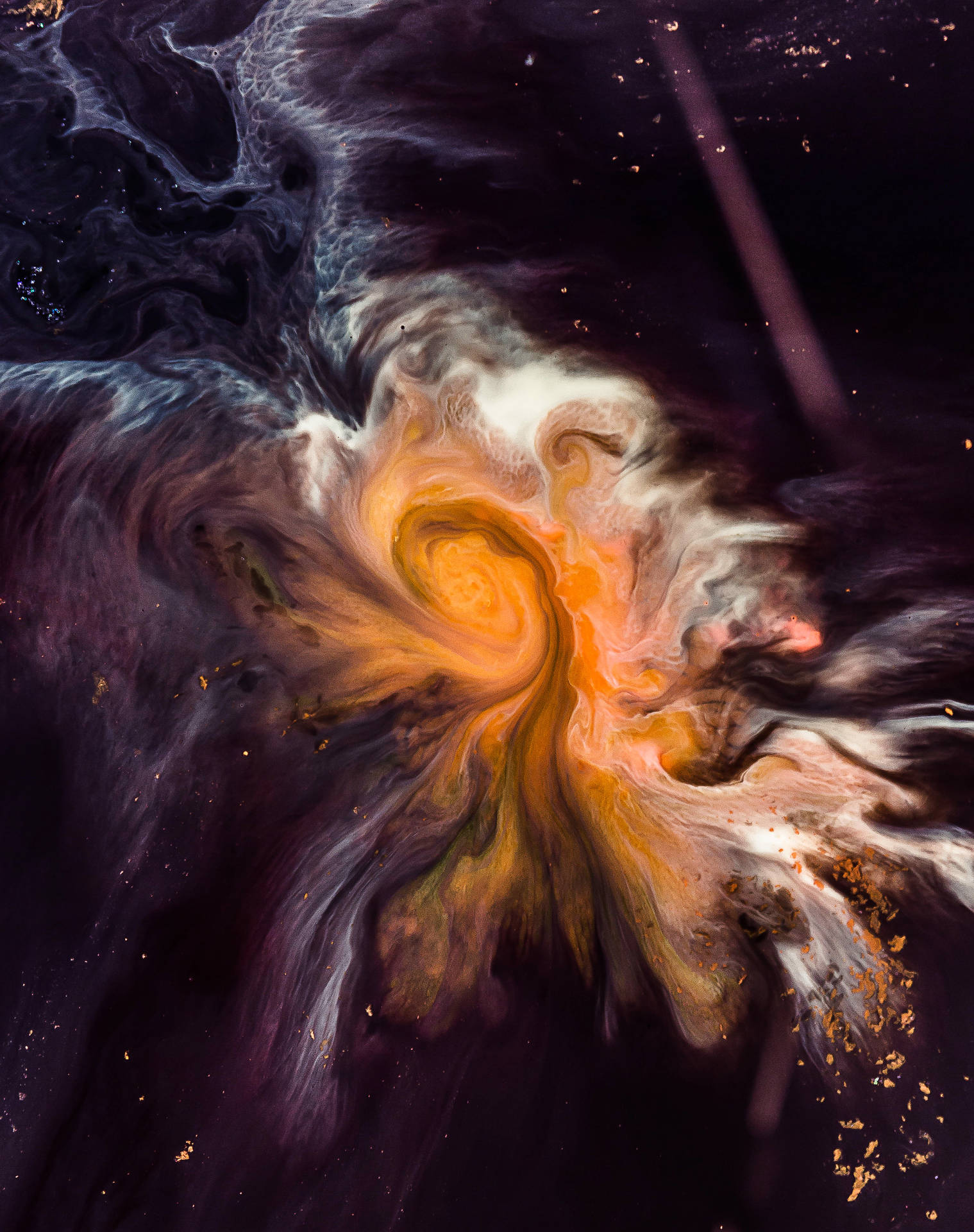 Livfull kosmisk nebulosa med virvlande orange och lila moln i djupa rymden. — Kerbal rymdprogram bakgrund Bakgrundsbilder