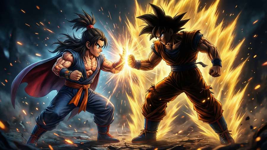 Kid Buu and Goku lock in a decisive energy battle. — Kid Buu Picture