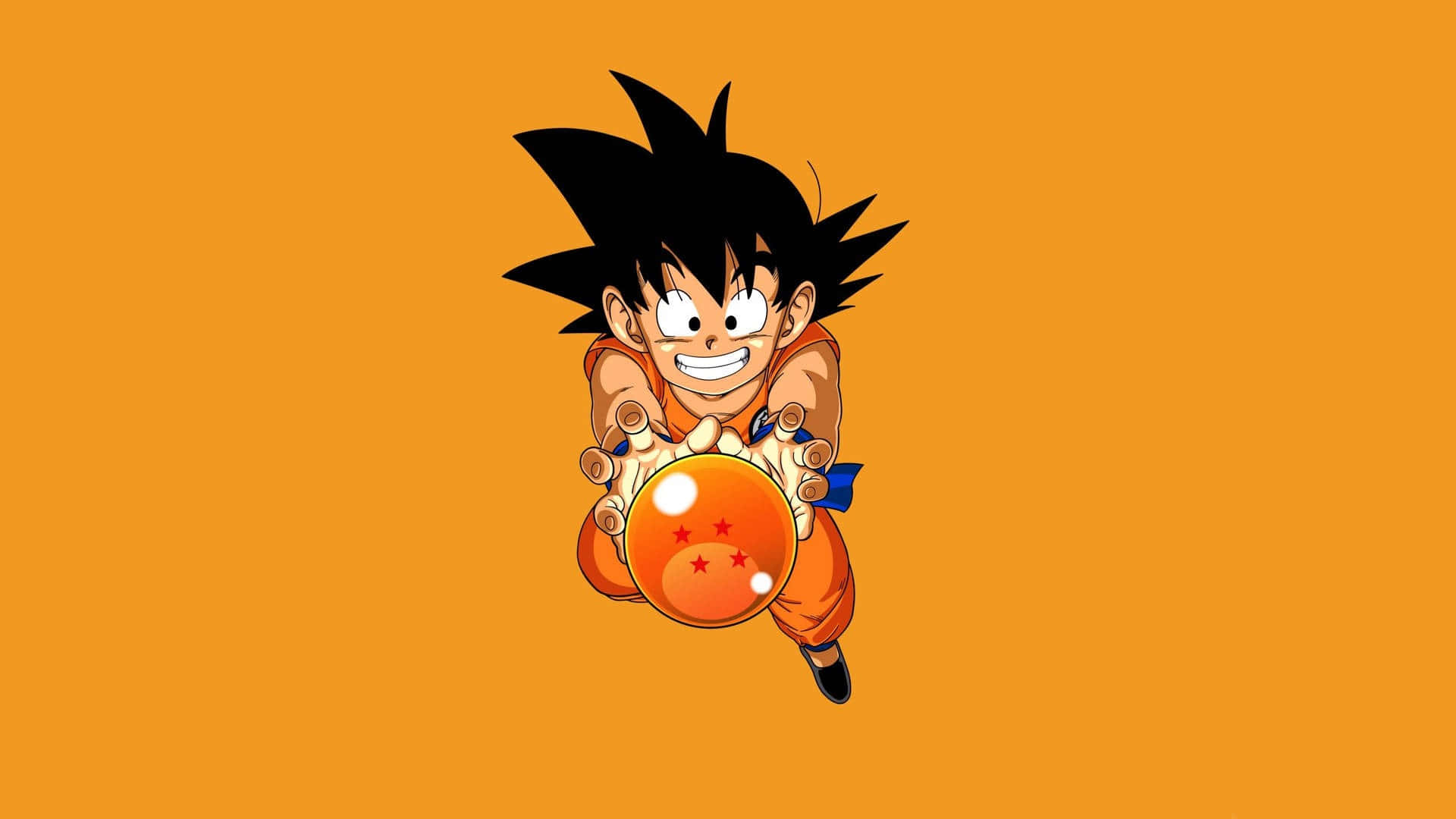 Anime-Figur Goku hält einen Dragon Ball mit einem fröhlichen Gesichtsausdruck. — Kid goku Wallpaper