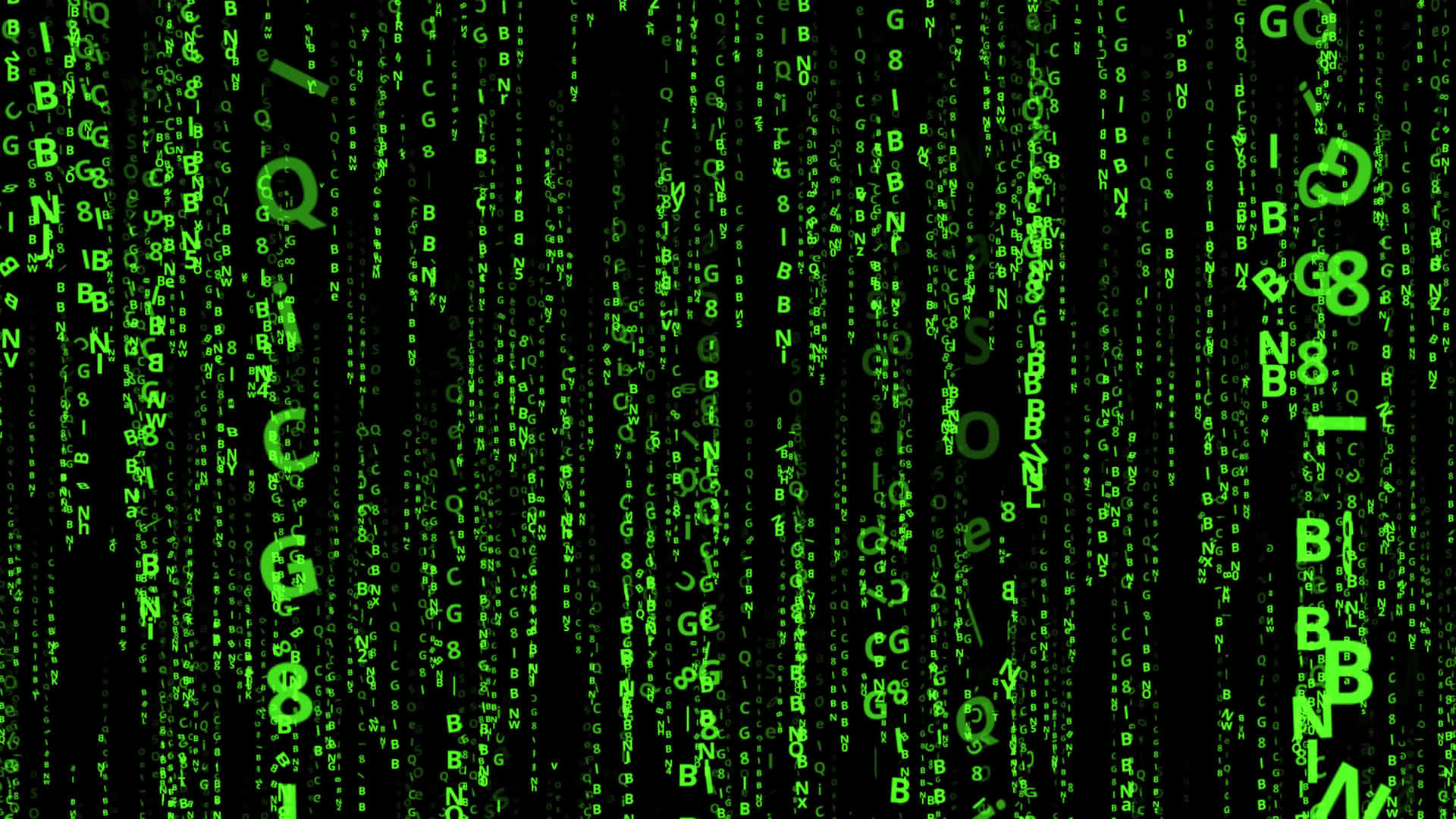 Kode digital hijau jatuh vertikal di latar belakang hitam seperti di The Matrix. — Kode Matrix Wallpaper