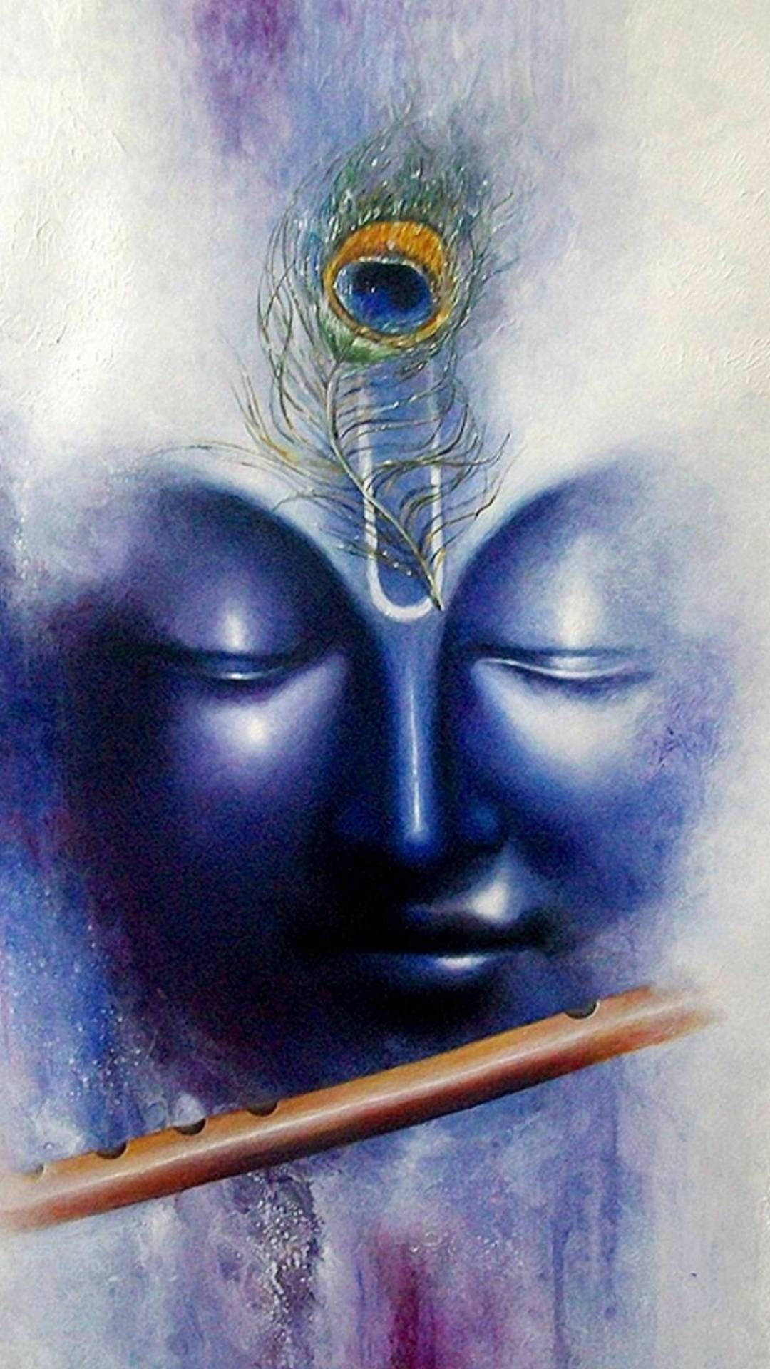 Multicolor 3D Lord Krishna Peacock Wallpaper For Home