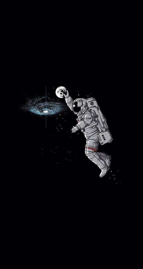 Astronaut strekker seg etter en lysende spiralgalakse i dype rommet. — Kule Rom Bakgrunner