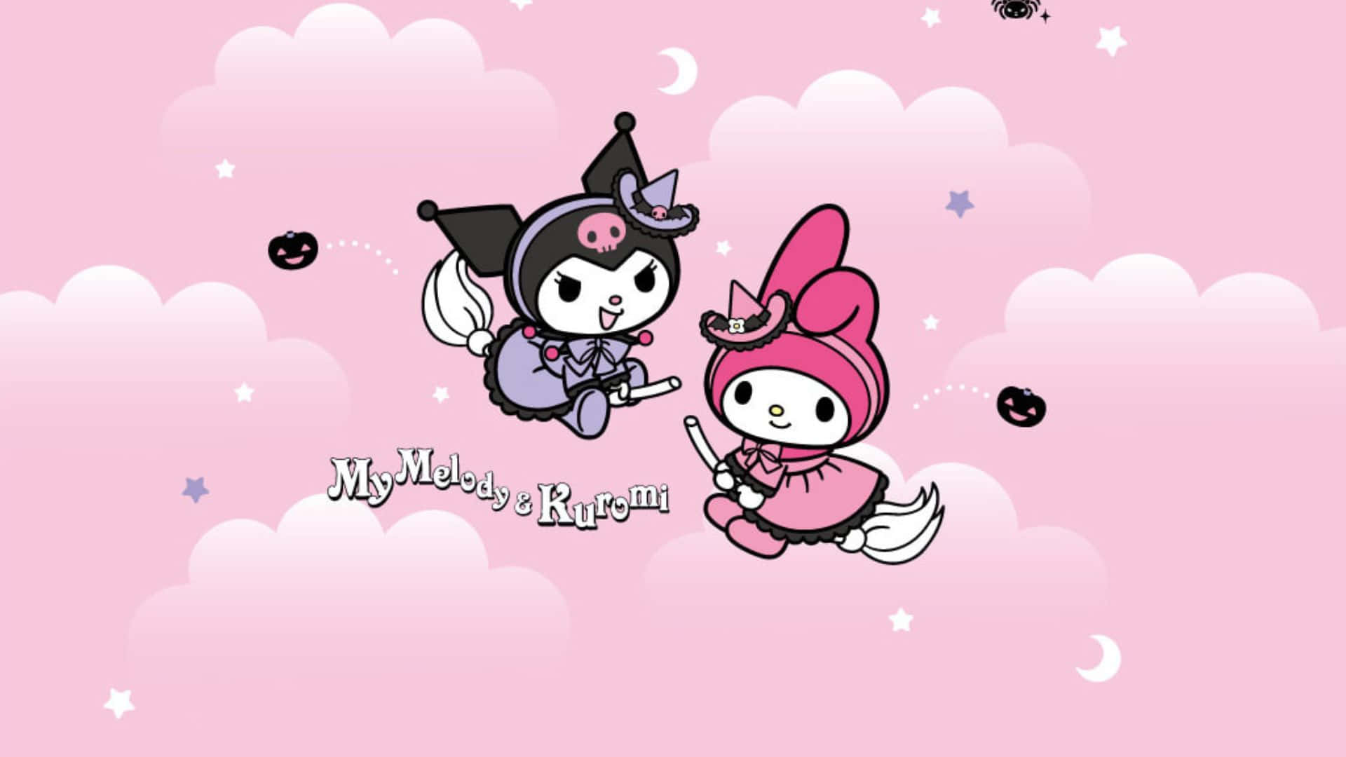 Kuromi Skeleton And Flying Hearts Hello Kitty Live Wallpaper