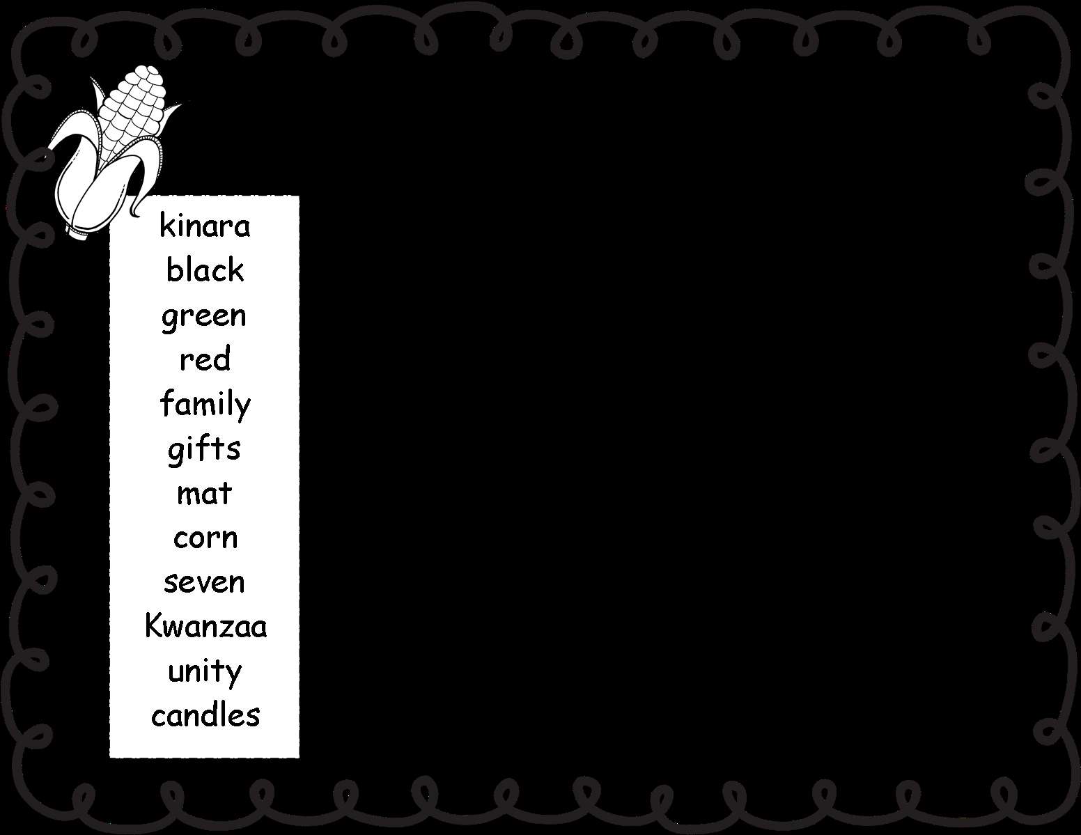 Kwanzaa celebration symbols including kinara, unity candles, and corn displayed in a decorative frame. — Kwanzaa Wallpaper