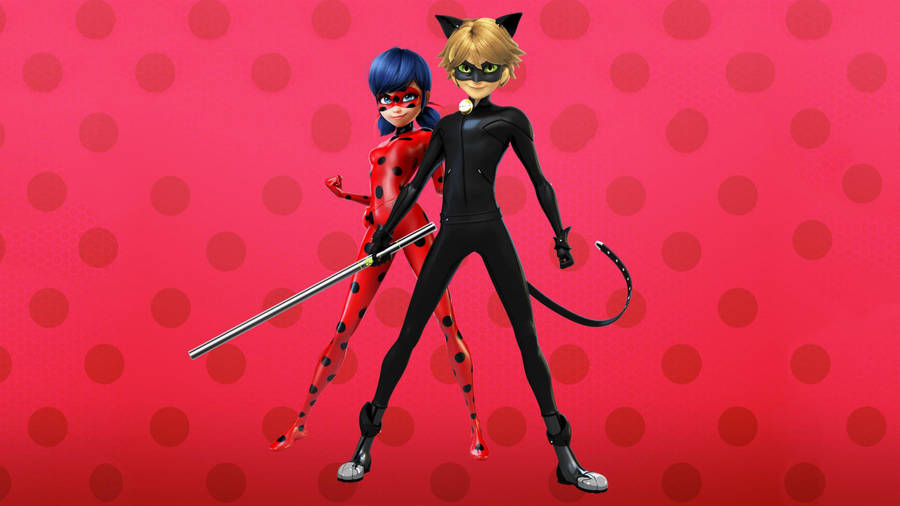 Ladybug En Cat Noir Kus Achtergrond