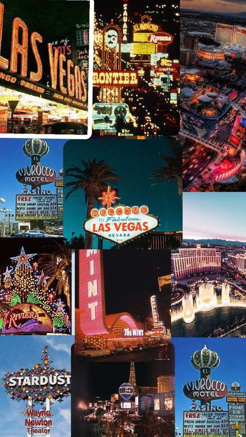 Las Vegas Neonlichter und Hotels bei Nacht beleuchtet. — Las Wallpaper