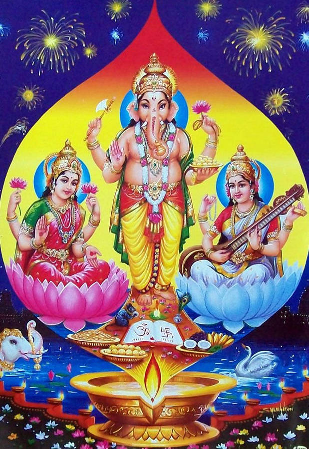 Laxmi Ganesh Saraswati Achtergrond