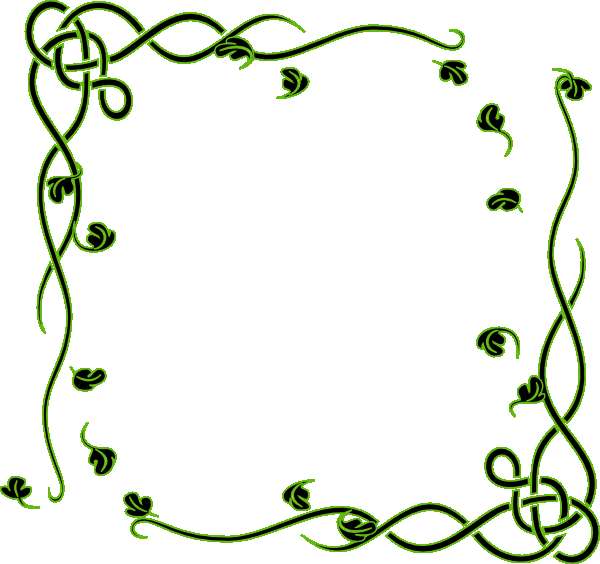 Green Celtic knot border with leaf accents on white background. — Leaf Border PNG