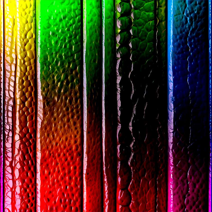 Vertical rainbow glass panels with textured ridges and glossy finish. — Leather Texture Background