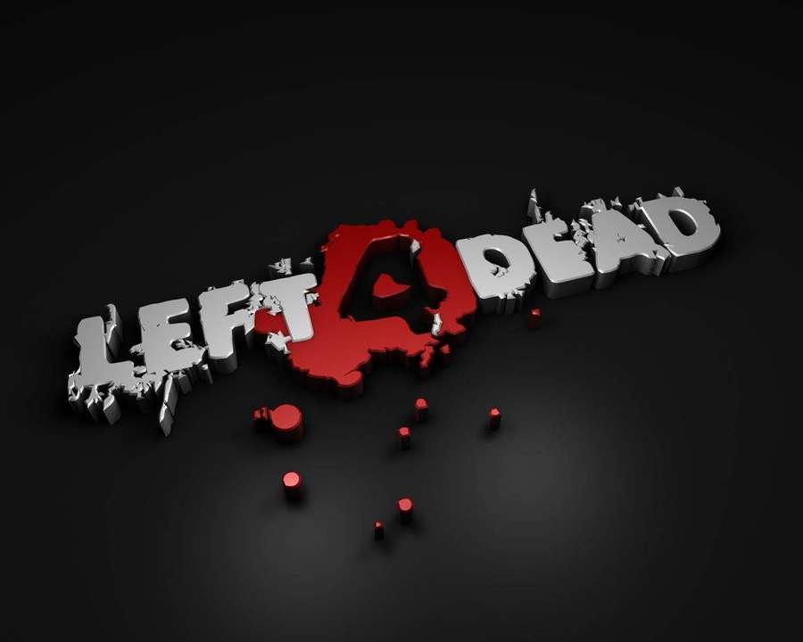 Logotipo do jogo Left 4 Dead com respingos de sangue vermelho e gotas em superfície escura — Left 4 Dead Papéis de Parede