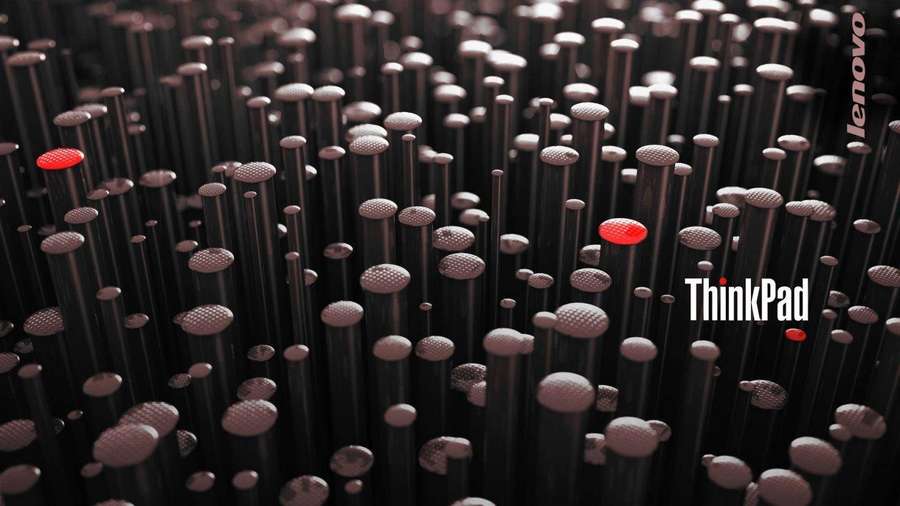 Abstrakti kuvio mustista sylintereistä punaisilla aksenteilla ja ThinkPad-brändäyksellä. — Lenovo HD Taustakuvat