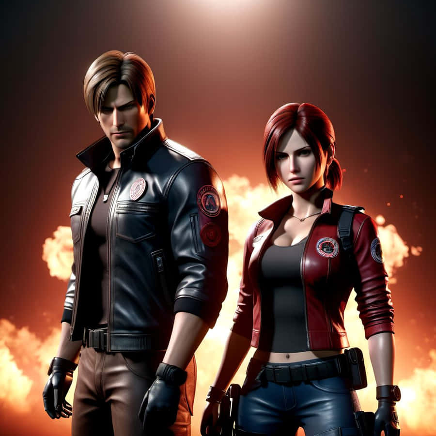 Leon Kennedy Dan Claire Redfield Wallpaper