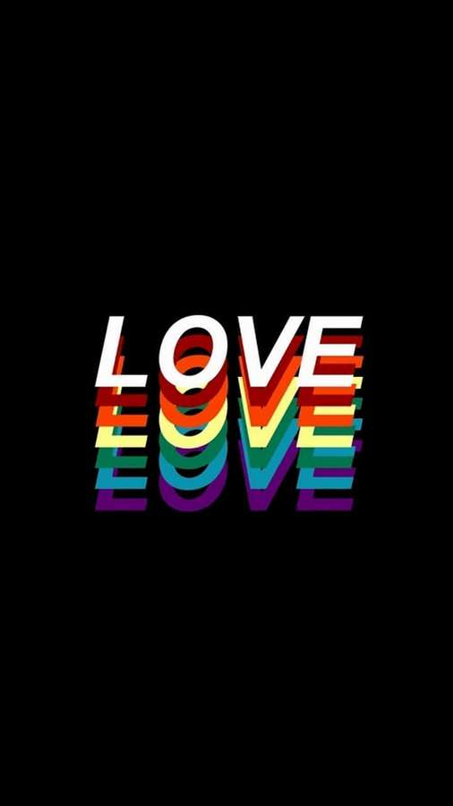 The word LOVE in rainbow colors on a black background. — Lgbt iPhone Wallpaper