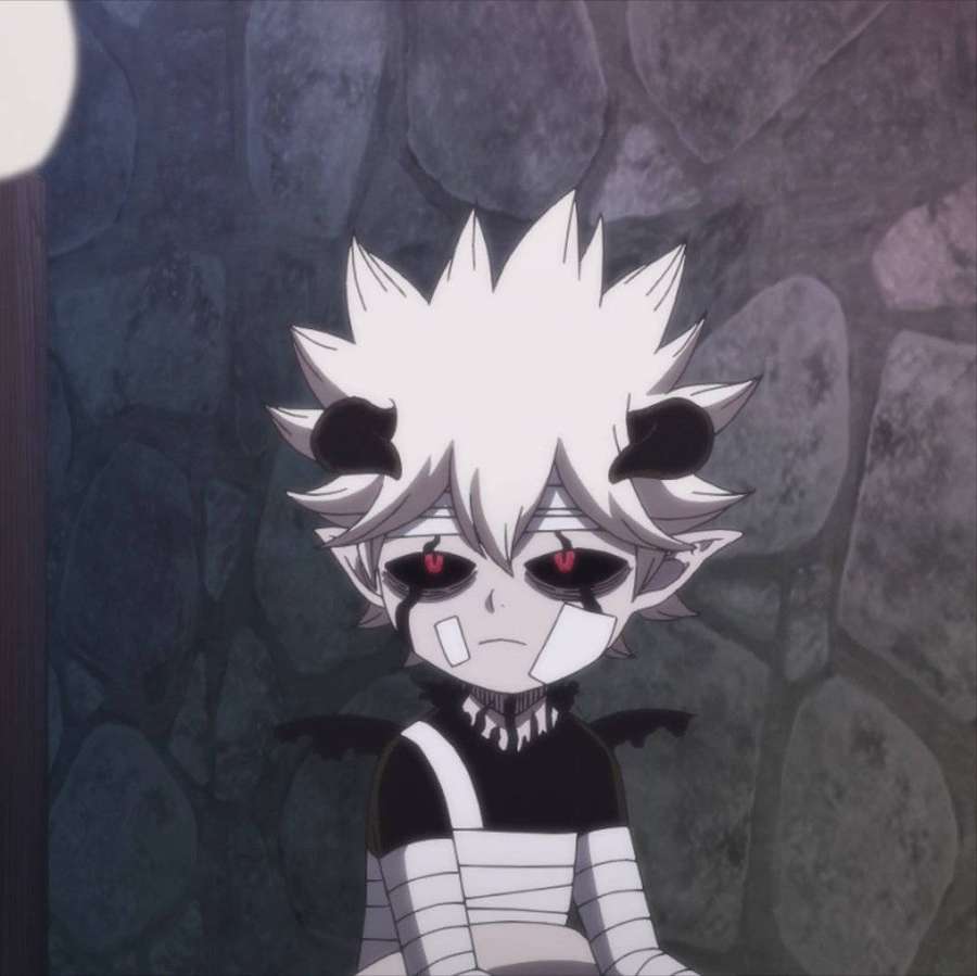 Anime character with white hair and red eyes bandaged in a stone room. — Liebe Background